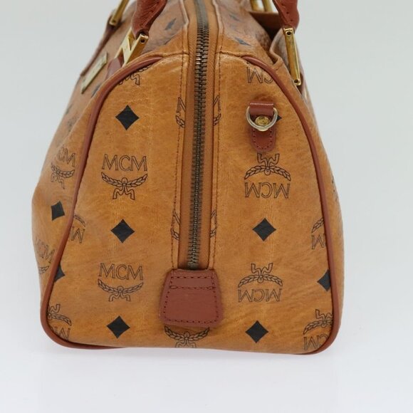 MCM Logogram Vicetos Hand Bag PVC Leather Brown Gold Auth - Picture 5 of 16
